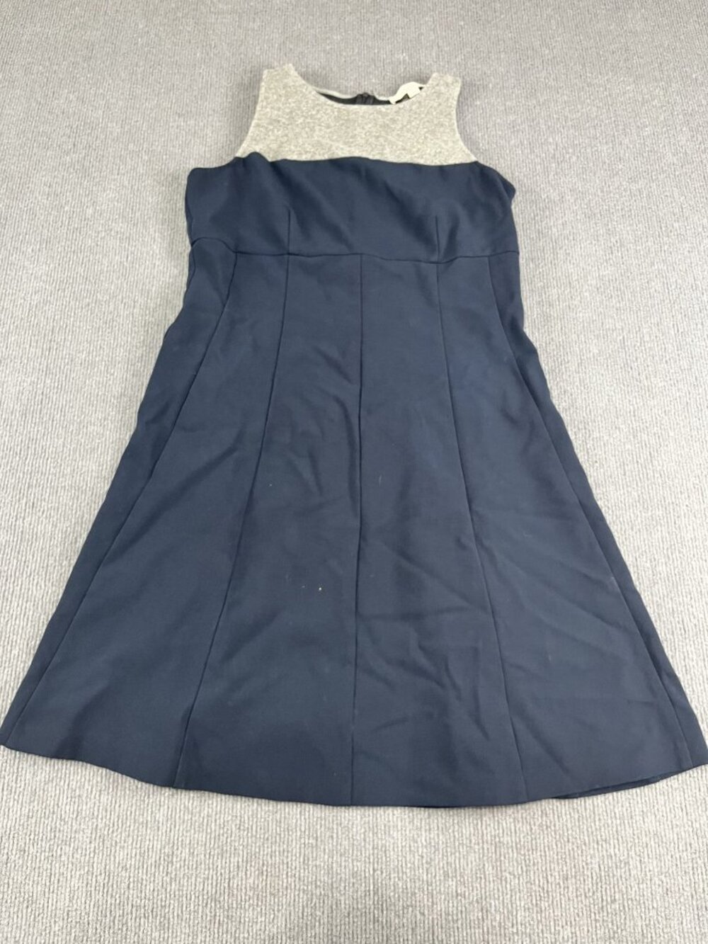 Ann Taylor LOFT Two-Tone Sleeveless A-Line Dress Navy & Gray Size 10 Back Zipper - Picture 2 of 11